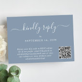 Cartons Réponse Élégant Script Photo QR Code Dusty Blue Mariage