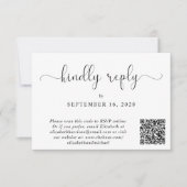 Cartons Réponse Élégant script photo QR Code Mariage (Devant)
