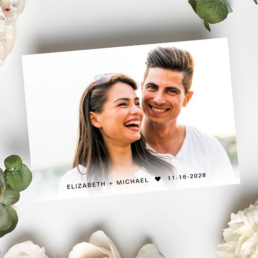 Cartons Réponse Élégant script photo QR Code Mariage