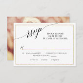Cartons Réponse Élégant Script Simple Gold Minimal Photo Mariage (Devant / Derrière)