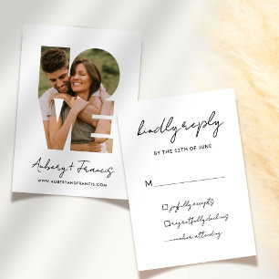 Cartons Réponse Élégant Script Simple Photo Mariage Répondre avec