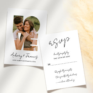 Cartons Réponse Élégant Script Simple Photo Mariage Répondre avec
