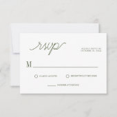 Cartons Réponse Élégant Script Vert olive Mariage minimal (Devant)