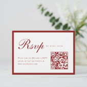 Cartons Réponse Elegant Script Wine Red QR Code Graduation Party (Debout devant)