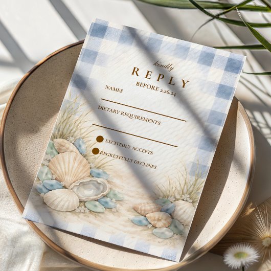 Cartons Réponse Elegant Seaside Shell Wedding
