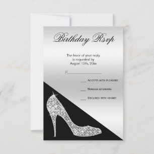 Cartons Réponse Elégant Sequin Stiletto, Argent et Noir Anniversai