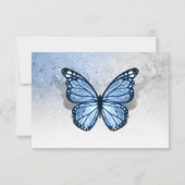 Cartons Réponse Elegant Silver Light Baby Blue Butterfly Wedding (Dos)