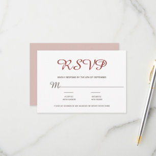 Cartons Réponse Élégant Simple Blush Burgundy Script