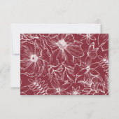 Cartons Réponse Elegant Simple Burgundy Floral QR Code Wedding (Dos)