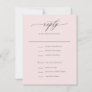 Cartons Réponse Élégant simple calligraphie Blush Mariage rose