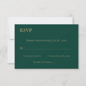 Cartons Réponse Élégant simple Emerald Green Monogram Mariage (Devant)