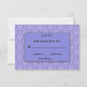 Cartons Réponse Élégant Simple Minimal Bleu Damas Mariage moderne