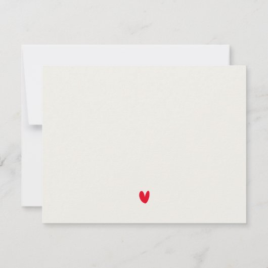 Cartons Réponse Élégant Simple Minimal Red Heart Script Mariage (Dos)