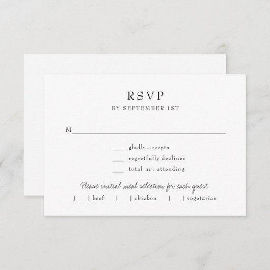 Cartons Réponse Elégant Simple Moderne Calligraphie Demande de rep (Devant / Derrière)