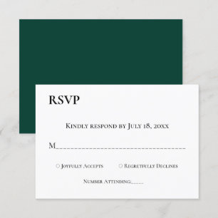 Cartons Réponse Élégant simple Monogramme vert Mariage moderne