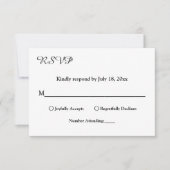 Cartons Réponse Élégant Simple Noir Et Blanc Chic Mariage moderne (Devant)