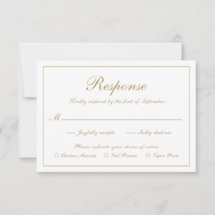 Cartons Réponse Élégant Simple Script Gold Mariage de repas formel