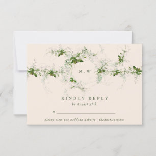 Cartons Réponse Elégant site de crème Eucalyptus Monogram Mariage