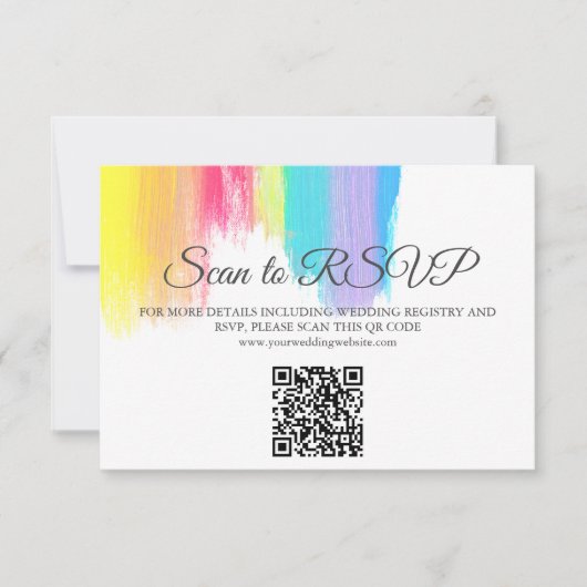 Cartons Réponse Élégant site Mariage arc-en-ciel QR Code (Devant)