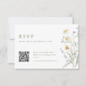 Cartons Réponse Elégant Soft Pastel Fleur sauvage Mariage QR Code (Devant)