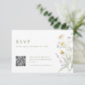 Cartons Réponse Elégant Soft Pastel Fleur sauvage Mariage QR Code (Debout devant)