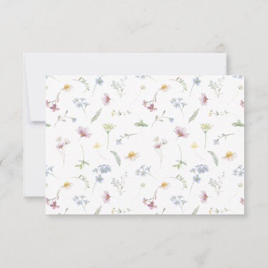 Cartons Réponse Elégant Soft Pastel Fleur sauvage Mariage QR Code (Dos)