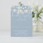 Cartons Réponse Elegant String Lights Dusty Blue Wedding (Debout devant)