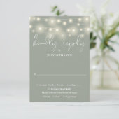 Cartons Réponse Elegant String Lights Sage Green Wedding (Debout devant)