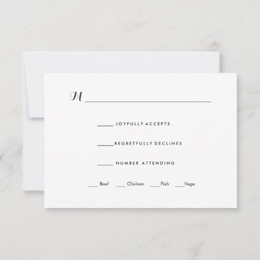 Cartons Réponse Élégant Sud-Ouest noir et blanc (Dos)