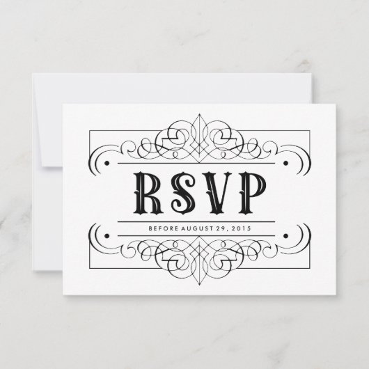 Cartons Réponse Élégant Sud-Ouest noir et blanc (Devant)