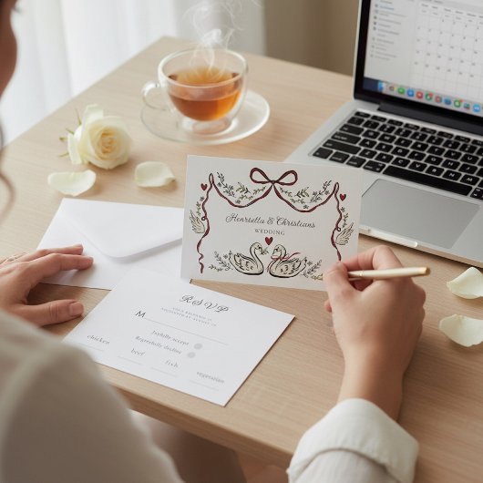 Cartons Réponse Elegant Swan Love Wedding Response Card