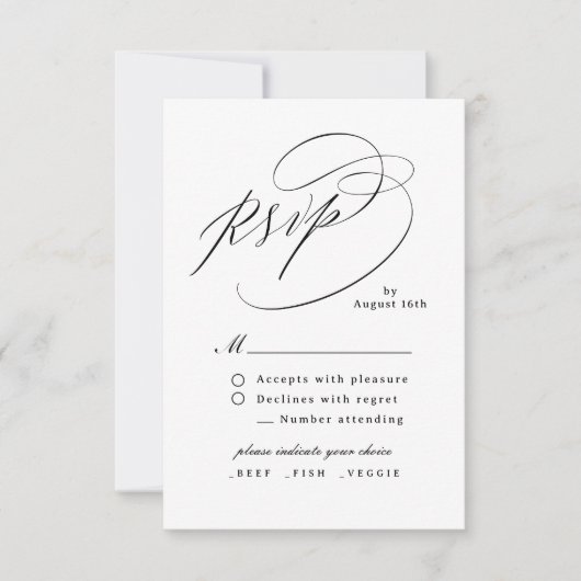 Cartons Réponse Elegant Swirl Script Simple QR code Wedding (Devant)