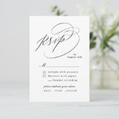 Cartons Réponse Elegant Swirl Script Simple QR code Wedding (Debout devant)