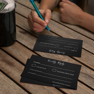 Cartons Réponse Elégant thème Mariage noir et blanc