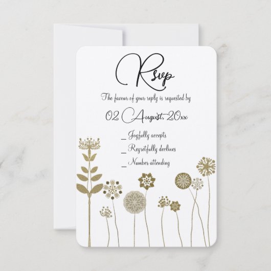 Cartons Réponse Élégant Timeless Soft Or Floral Minimalisme (Devant)