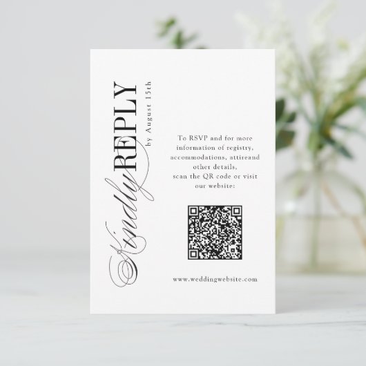 Cartons Réponse Elegant Timeless Typography Simple QR code wedding (Debout devant)