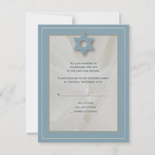 Cartons Réponse Elégant tissu Barre Mitzvah Reply Card en bleu