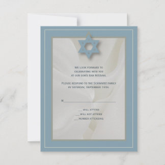 Cartons Réponse Elégant tissu Barre Mitzvah Reply Card en bleu