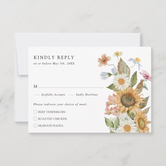 Cartons Réponse Élégant tournesol (Devant)