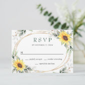 Cartons Réponse Élégant tournesol vert Mariage floral (Debout devant)