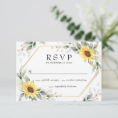 Cartons Réponse Élégant tournesol vert Mariage floral (Debout devant)