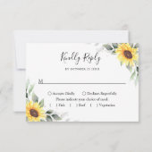 Cartons Réponse Élégant tournesol vert Mariage floral (Dos)