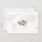 Cartons Réponse Élégant Tropical Floral Gold World Map Mariage (Dos)