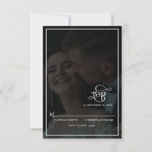 Cartons Réponse Élégant Vellum noir & blanc superposition Mariage