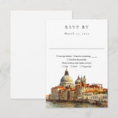 Cartons Réponse Elegant Venice Skyline Watercolor Wedding (Devant / Derrière)