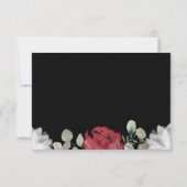 Cartons Réponse Elégant vert floral blanc rouge sur Mariage noir (Dos)