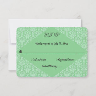 Cartons Réponse Élégant Vert Orné Damask Classic Mariage formel