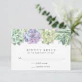 Cartons Réponse Élégant vert pourpre Mariage Succulent (Debout devant)
