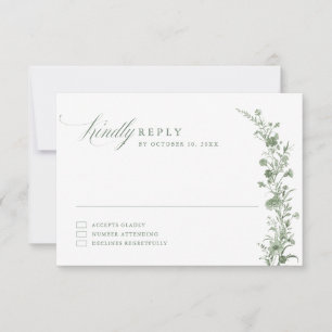 Cartons Réponse Élégant Vert Sauge Classique Floral Mariage Vintag
