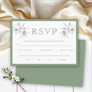 Cartons Réponse Elégant vert vintage arrangement floral mariage